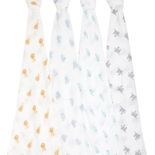 Animal Kingdom Organic Muslin Swaddle 4pk | aden + anais