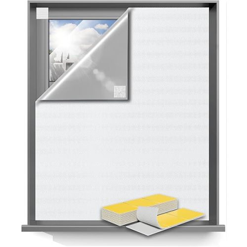 Sumobaby Blackout Curtains for Bedroom 50"x57" Portable No Drill Blackout Blinds with Heat-Resistant Magic Tapes,100% Black Out Window Cover Easy to Cut Fit for Home Cinema,Dorm Room,Nursery(White)