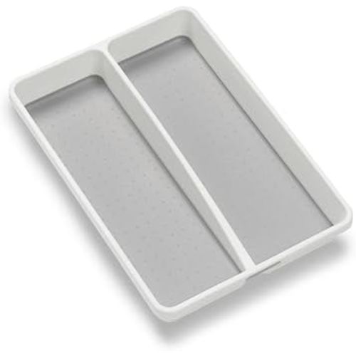 madesmart Premium Antimicrobial Classic Mini Utensil Tray, Soft Grip, Non-Slip Kitchen Drawer Organizer, 2 Compartments, Multi-Purpose Home Organization, EPA Certified, White