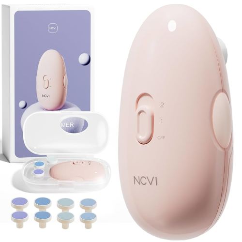 NCVI Baby Nail Trimmer Electric, Baby Nail File, Safe Baby Nail Clippers, Trim and Polish Set for Newborn Baby Infant Toddler Kids, Fingernails Care, Grooming & Manicure kit, 8 Grinding Heads, Pink