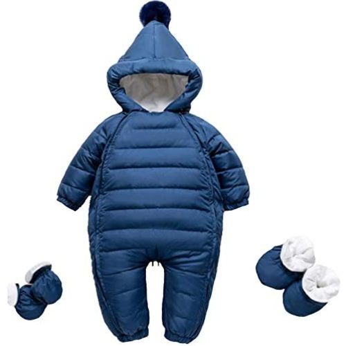Waterproof Down Filled Baby Snowsuit Fleece Lined Light Weight-with Gloves&Shoes