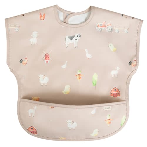 Ali+Oli Smock Bibs for Babies, BPA-Free Oeko-Tex Certified, Waterproof Baby Smock, Machine Washable, Toddlers Ages 6m+