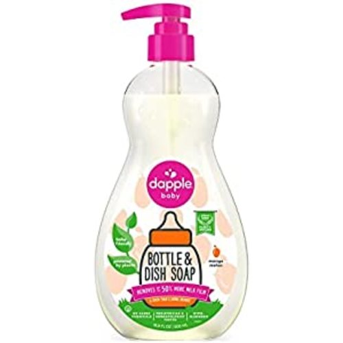 Baby Bottle Soap & Dish Soap by Dapple Baby, Mango Melon, 16.9 Fl Oz Bottle - Plant Based Dish Liquid for Dishes & Baby Bottles - Hypoallergenic Soap, Liquid Soap