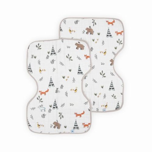 Little Unicorn Ultra-Absorbent Premium Burp Cloth 2 Pack | Soft on Baby's Skin | Larger Size | Ergonomic Design | Set of 2 (Forest Friends)