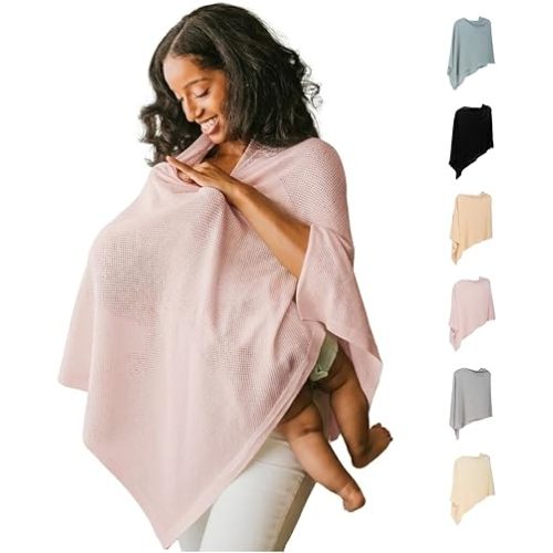 Breathable Nursing Cover for Breastfeeding | Ponchy by Gold Mamas | 5 in 1 Nursing Poncho | Baby Registry Essentials | Rose Pink