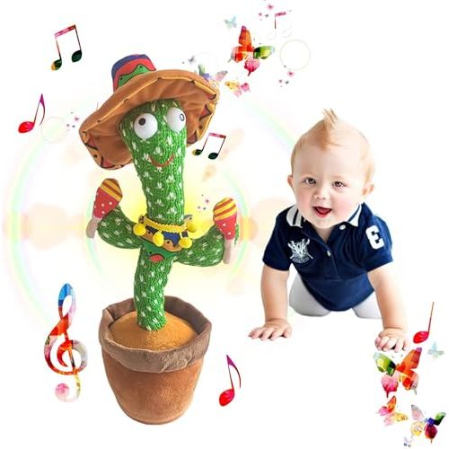 Vocloud Dancing Cactus Talking Toy - Interactive Singing Baby Toy for 0-12 Months Infants, Tummy Time Toys for 1 Year Old Boy/Girl, Sensory Toy for Toddlers (6+ Months Easter Basket Stuffers