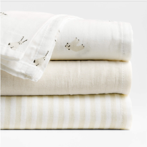 Baby's First Natural Mini Animal Organic Cotton Gauze Baby Swaddle Blankets, Set of 3