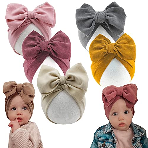 Huixiang Newborn Baby Hospital Hat Soft Cotton Toddler Kids Girl Head Wrap with Big Bow Cap
