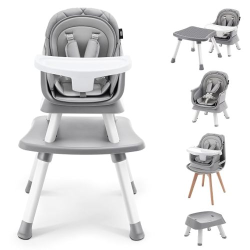 HARPPA Moro High Chair, 8-in-1 Convertible Baby Feeding Chair for Toddlers | Easy to Clean Highchair, Dual-layer Cusion, 5-Point Padded Harness, Booster Seat, Kids Learning Table & Chair, Removable Tray