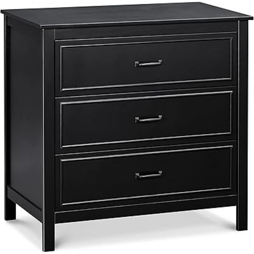 DaVinci Charlie 3 Drawer Dresser - GREENGUARD Gold Certified Small Dresser with Drawers Chest for Nursery - Bedside Nightstand - Wooden Cabinet for Bedroom, Living Room, Closet - Easy Assembly, Ebony