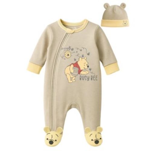 Baby Boys' and Baby Girls' Pooh Sleep N Play Hat and Coverall, 2-Piece Set