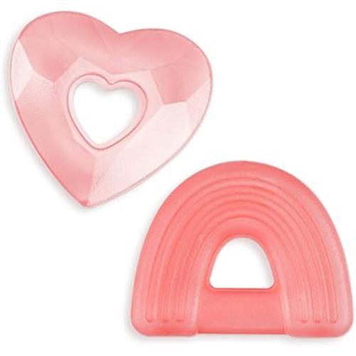 Itzy Ritzy Water-Filled Teethers - Cold Cutie Coolers Textured On Both Sides to Massage Sore Gums & Emerging Teeth - Can Be Chilled in Refrigerator, Set of 2 Pink Water Teethers