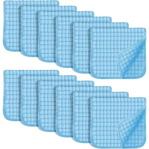 SWEET DOLPHIN 12 Pack Muslin Burp Cloths Large 100% Cotton Hand Washcloths for Baby - Baby Essentials Extra Absorbent and Soft Boys & Girls Milk Spit Up Rags for Newborn Registry- Aquamarine, 20" X10"