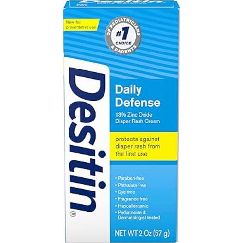 Desitin Daily Defense Baby Diaper Rash Cream with 13% Zinc Oxide Barrier Cream to Treat, Relieve & Prevent diaper rash, Hypoallergenic, Dye-, Phthalate- & Paraben-Free, Travel Size, 2 oz
