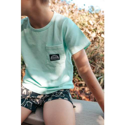 Mint Woven Logo Little Surfer Dude Pocket T-Shirt