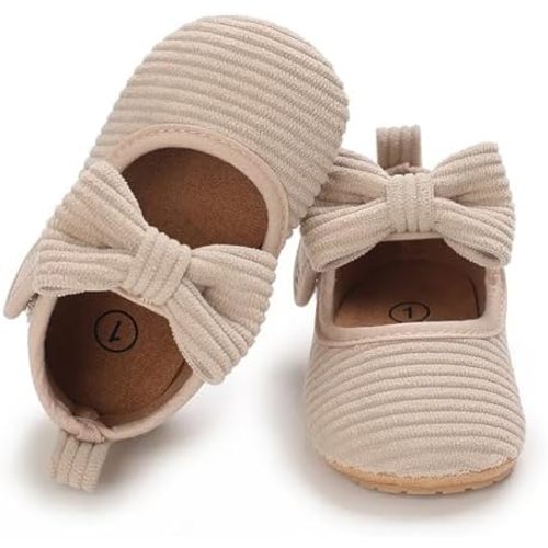 INMINPIN Baby Girls Shoes Corduroy Princess Dress Mary Jane Flats Newborn Infant First Walking Shoes Soft Rubber Sole House Indoor Slippers