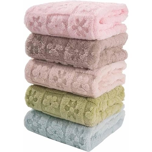 5 Pcs Baby Blanket Flower Checkerboard Ultra Soft Gift-Ready Plush for Newborns, Nursery & Stroller 30"x40" Pink Blue Gray Light Brown Purple