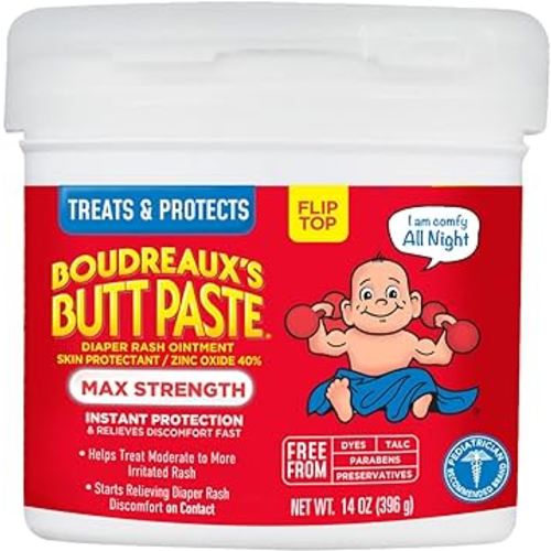 Boudreaux's Butt Paste Maximum Strength Diaper Rash Cream, Ointment for Baby, 14 oz Flip-Top Jar