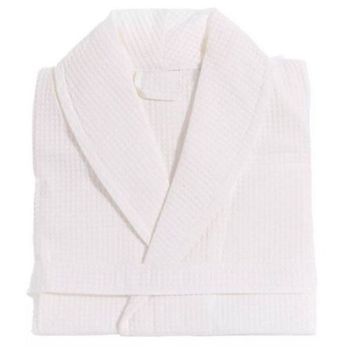 S/M Waffle Weave Unisex Bathrobe White - Linum Home Textiles: 100% Cotton, Machine Washable, Front Tie Closure, Long Sleeve