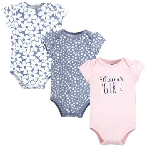 Hudson Baby Infant Girl Cotton Bodysuits, Mamas Girl Tiny Flower, 0-3 Months