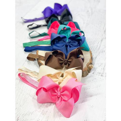 5" Hair Bow on Headband 20 Colors, Baby Headband, Bow Headband, Infant Headband, Bow Headband for Babies; Baby bow headband