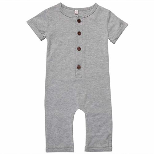 Gaono Infant Boys Black/Grey Button Up Romper - Gray