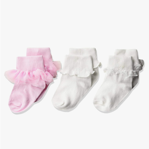 Jefferies Socks Girls' Ruffle/Ripple Edge/Lace Girls Socks 3 Pack