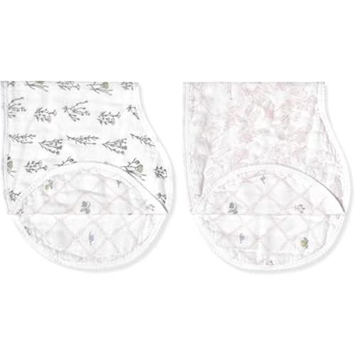 aden + anais Silky Soft Bamboo Viscose Burpy Bib – Multi-Use, Absorbent 4-Layer Burp Cloth and Full-Coverage Snap-Closure Baby Bib in One, 22.5” X 11”, 2-Pack, French Floral