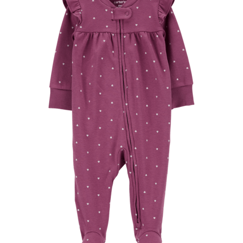 Purple Baby Heart 2-Way Zip Cotton Sleeper Pyjamas | Carter’s Oshkosh Canada