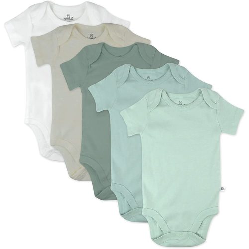 HonestBaby baby-boys 5-pack Short Sleeve Bodysuits One-piece 100% Organic Cotton for Infant Baby Boys, Unisex
