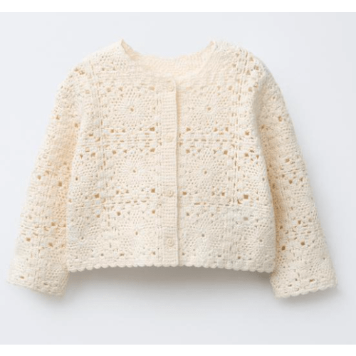 CROCHET KNIT CARDIGAN - Ecru | ZARA United States | 6-12 months