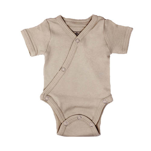 Organic Short-Sleeve Kimono Bodysuit in Oatmeal – L'ovedbaby