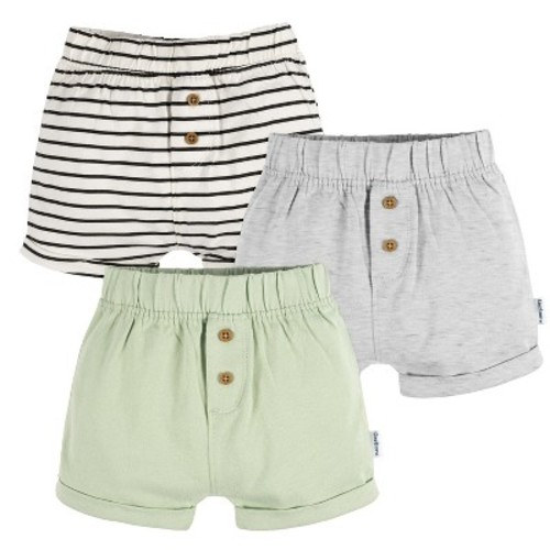 Gerber Neutral Baby Knit Shorts - 3-Pack, Color: Green, Size: 0-3 months