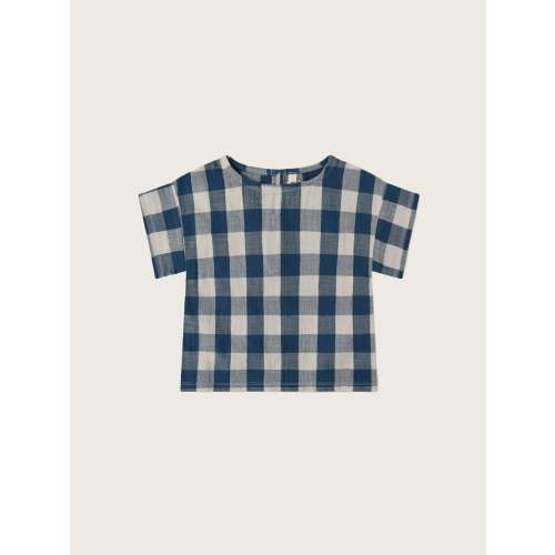 Organic Zoo Pottery Blue Gingham Boxy T-shirt, 0-6 M