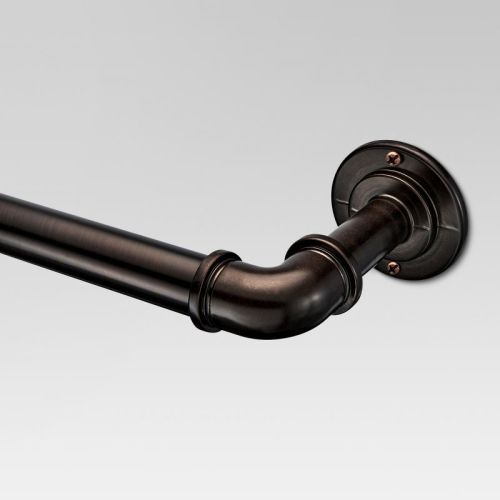 36"-66" French Pipe Curtain Rod Pewter - Threshold™: Adjustable Metal, Antique Finish, 30lb Capacity