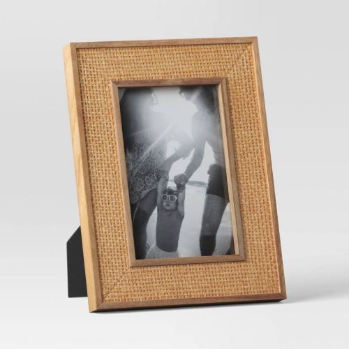 4" X 6" Caning Table Frame Natural - Threshold™: Modern Style, Paulownia Wood, Easel Back Display