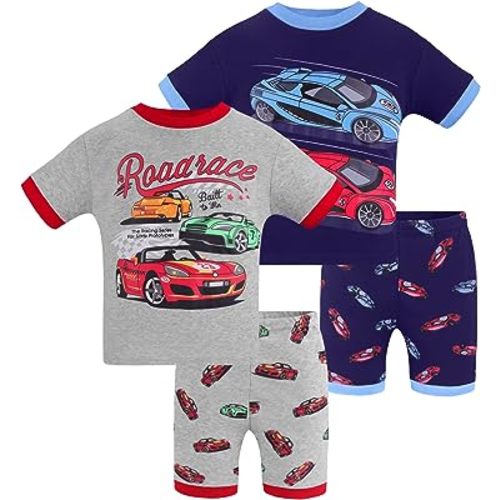 DAUGHTER QUEEN Boys Pajamas 4 Pieces Short Set 100% Cotton Sleepwear Size 18 Months-12 Years