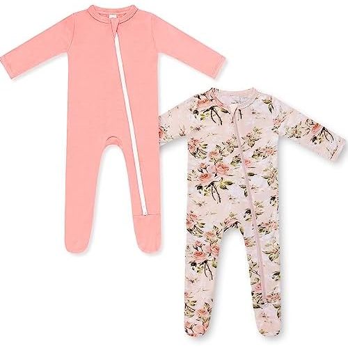 HAPIU Rayon from Bamboo Baby Footed Pajamas, 2 Way Zipper YKK, Footie for Baby Boy Girls, Newborn-24 Months