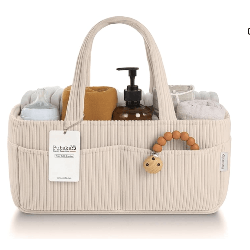 Baby Diaper Caddy Organizer | Corduroy Cream