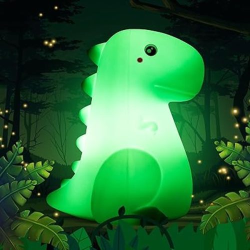 LED Dinosaur Night Light for Kids, Touch Sensor Silicone 7 Colors Room Decor for Boys Girls, Rechargeable Nursery Baby Nightlight Dinosaurs Lamp, Cute Bedside Lamp Funny Gifts