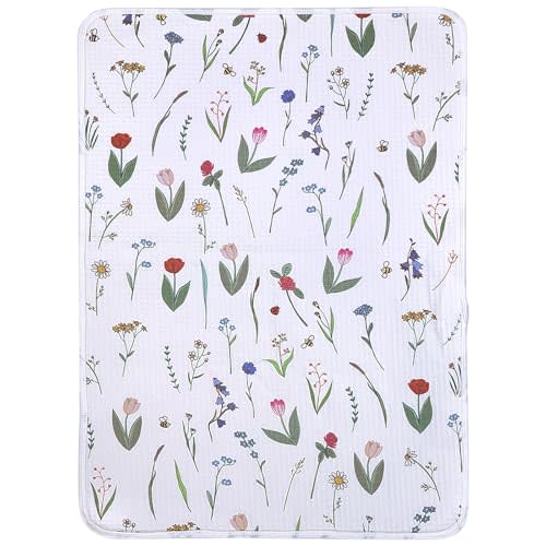 haakaa Waterproof Changing Pad Liners, 100% Cotton, Soft & Breathable (1pc, 19.5" x 27.5" Honey Blossom)