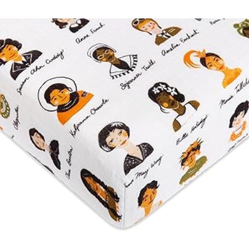 Babyletto 100% Organic Cotton Crib Sheet, GOTS-Certified, Fitted 360°, Ultra-Soft and Breathable Muslin - Women in History