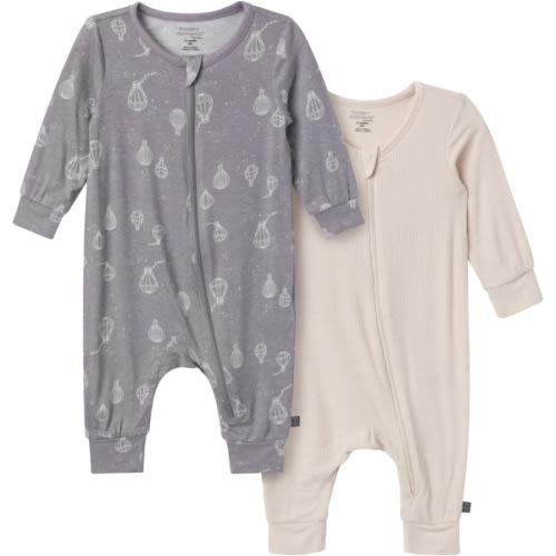 2-Pack Baby Neutral Hot Air Balloon Zip Front Rompers