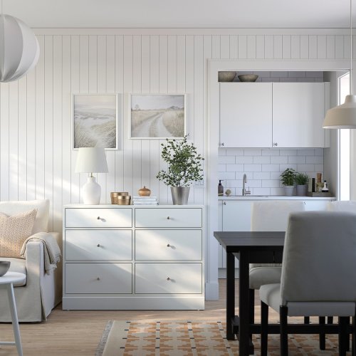 HAVSTA 6-drawer dresser - white 47 5/8x18 1/2x35 "
