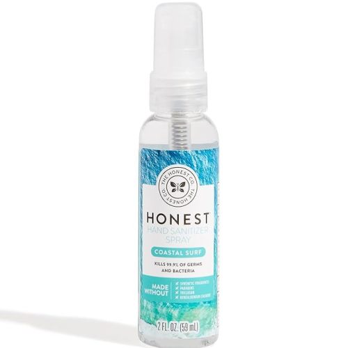 The Honest Company Plant-Based Hand Sanitizer Spray | Kills 99.9% of Germs | Hypoallergenic, Quick-drying + Moisturizing | Coastal Surf, 2 fl oz