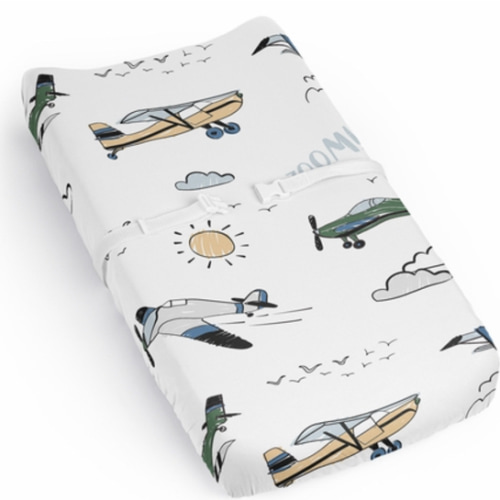 Airplane Green and Blue Collection Changing Pad Cover Sheet