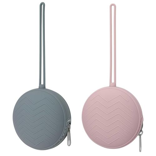 2-Pack Silicone Pacifier Holder Case - BPA-Free Pacifier Holder Pouch for Baby Boys & Girls- Portable & Dishwasher Safe Soother Container for On-The-Go Use (Dusty Lilac/Tradewinds)