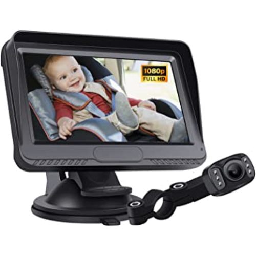 Baby Car Mirror, Back Seat Baby Car Camera 1080P 4.3" TFT-LCD Monitor with HD Infrared Night Vision, Anti-Shake Camera, Cigarette Lighter /12-24V DC Power, Easy View Infant and Install