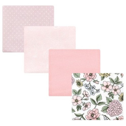 Hudson Baby Infant Girl Cotton Rich Flannel Receiving Blankets, Vintage Blossom, One Size