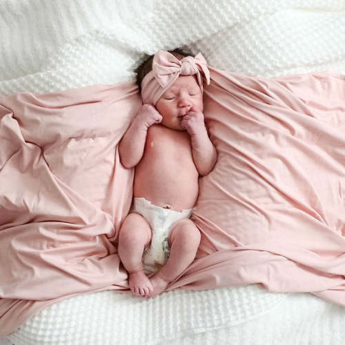 Solid Petal Pink Bamboo Knit Swaddle Blanket
